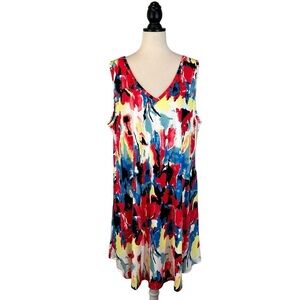 Boutique Plus Size Dress V-Neck Sleeveless Tank Multicolor NWT Size 3X B34#57